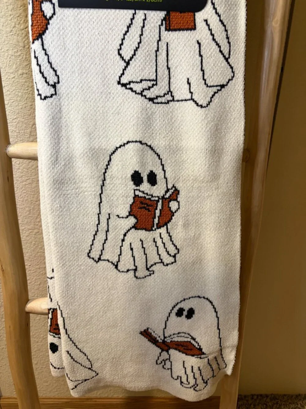 VIRAL Goblin & Ghoul Ghost Reading Book Knit Throw Blanket 50x70 Halloween NWT